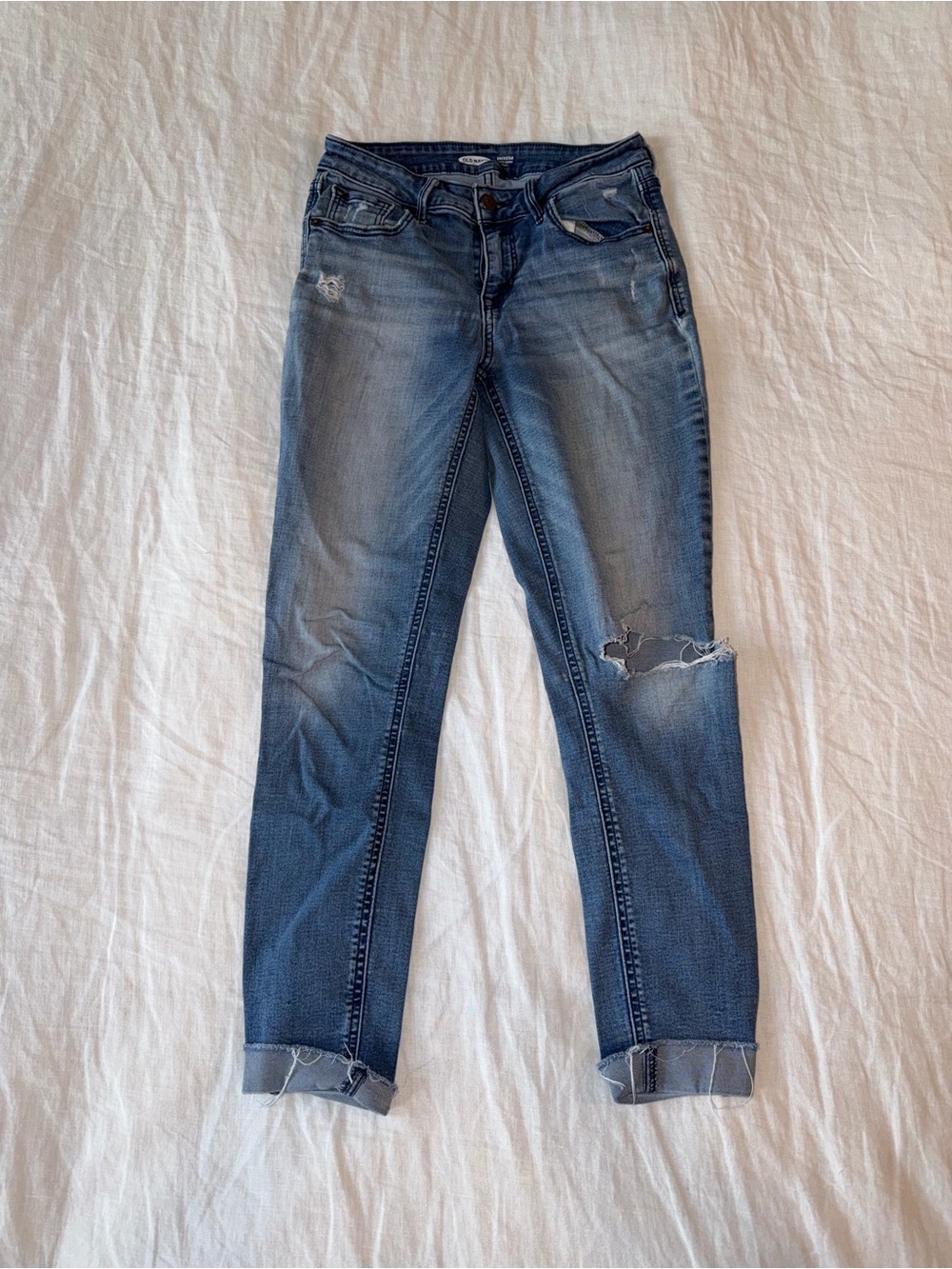 Old Navy Blue Ripped Ankle Skinny Jeans